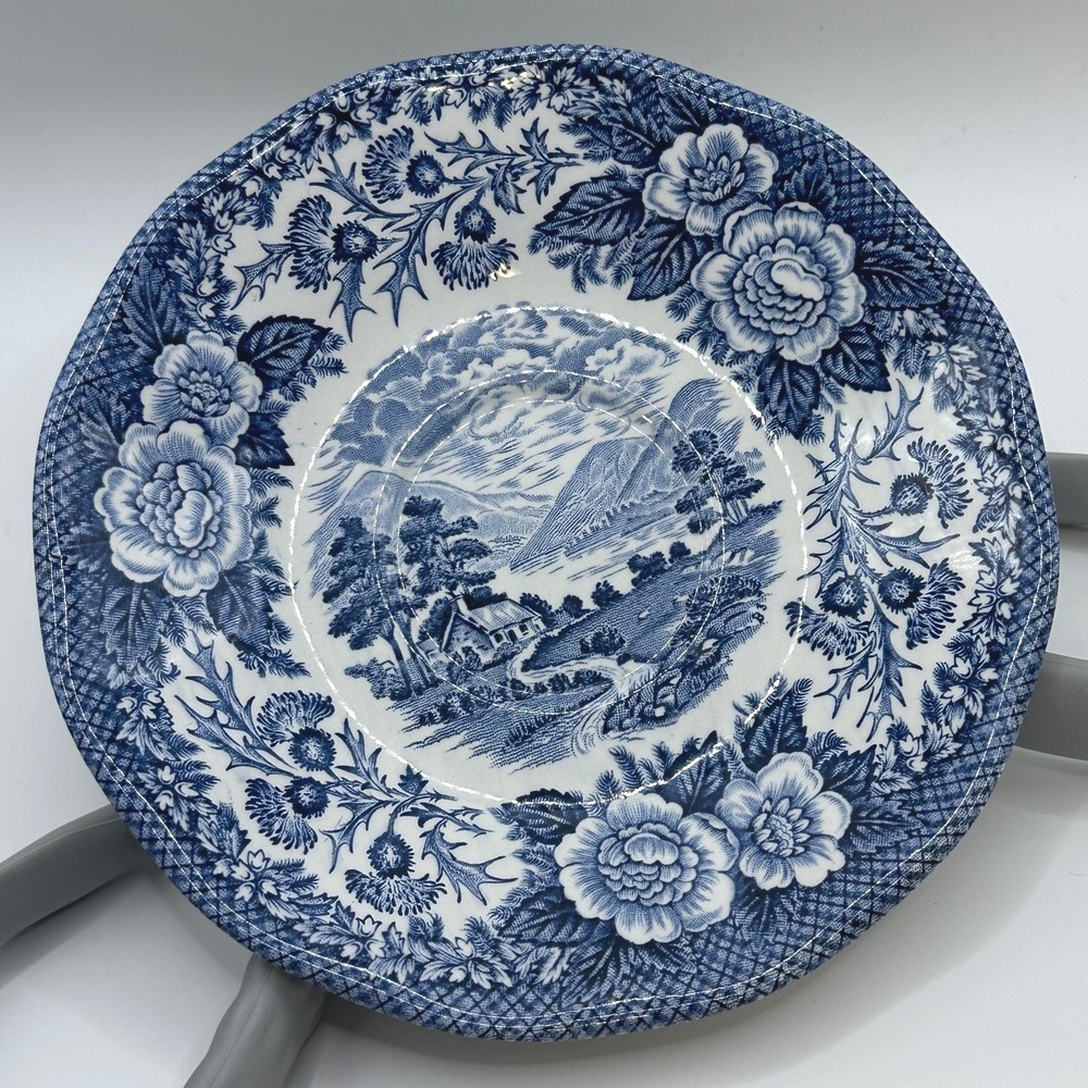 Royal Warwick Lochs of Scotland Loch Duich Blue Transferware Saucer England